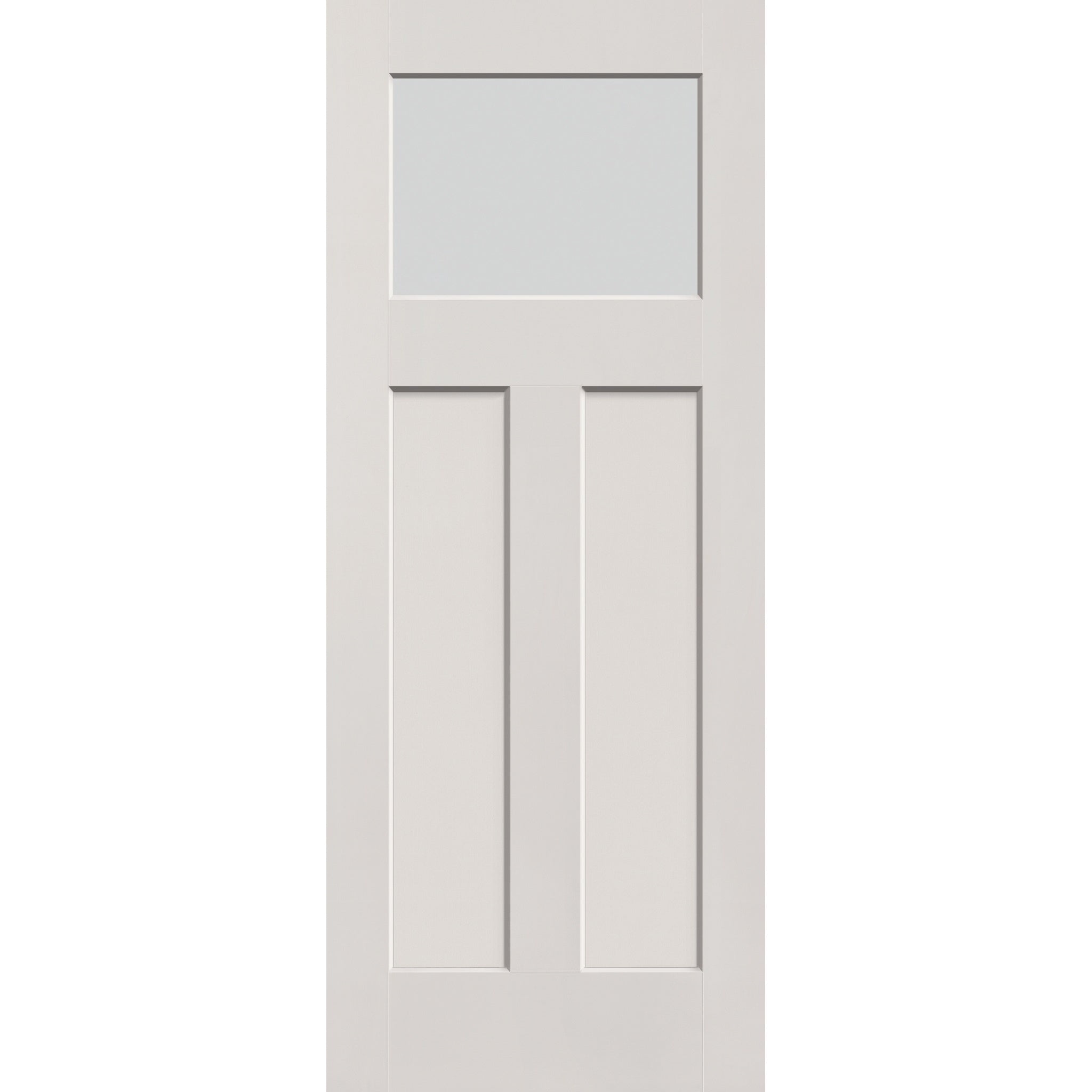Frost flush glazed fiberglass entry door, Craftsman 2 panel, 32" x 80", white satin smooth finish