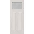 Micro-Granite flush glazed fiberglass entry door, Craftsman 2 panel, 32" x 80", white satin smooth finish