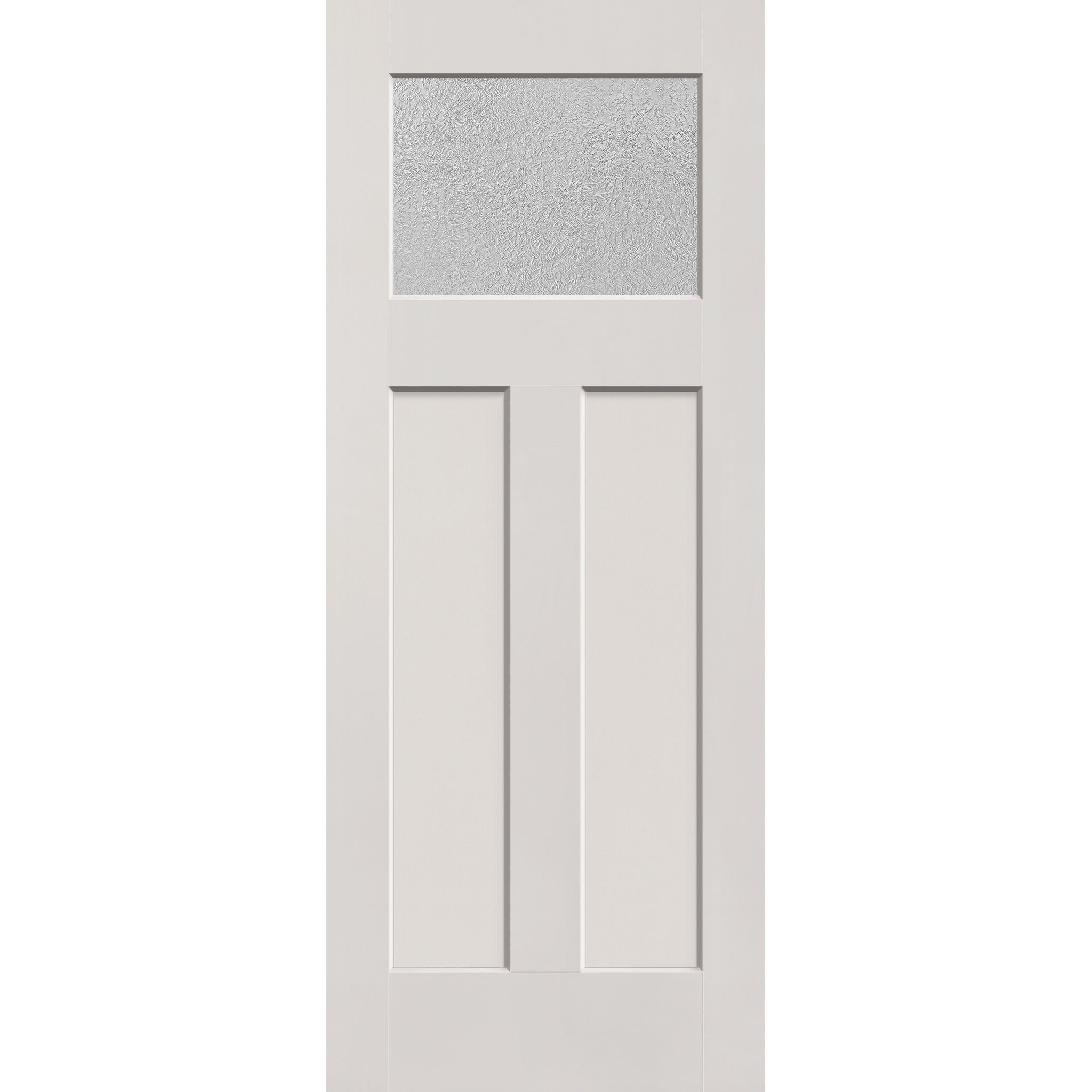 Micro-Granite flush glazed fiberglass entry door, Craftsman 2 panel, 32" x 80", white satin smooth finish