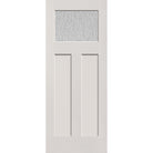 Rain flush glazed fiberglass entry door, Craftsman 2 panel, 32" x 80", white satin smooth finish