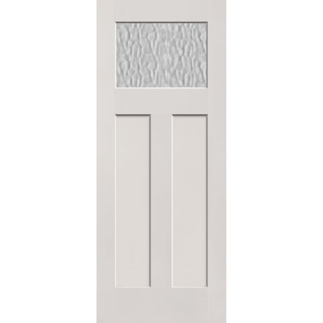 Vapor flush glazed fiberglass entry door, Craftsman 2 panel, 32" x 80", white satin smooth finish