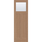 Clear flush glazed hurricane-rated fiberglass entry door, Craftsman 2 panel, 32" x 96", tan woodgrain finish
