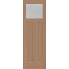 Micro-Granite flush glazed hurricane-rated fiberglass entry door, Craftsman 2 panel, 32" x 96", tan woodgrain finish