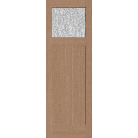 Rain flush glazed hurricane-rated fiberglass entry door, Craftsman 2 panel, 32" x 96", tan woodgrain finish