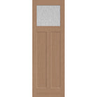 Rain flush glazed fiberglass entry door, Craftsman 2 panel, 32" x 96", tan woodgrain finish