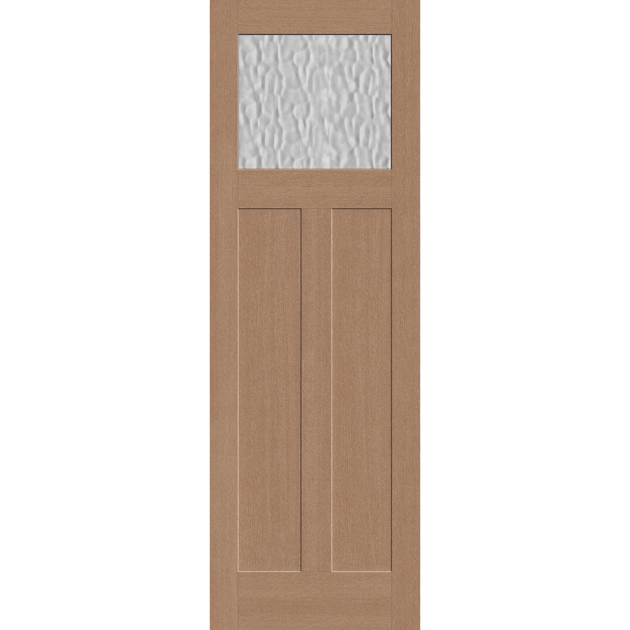 Vapor flush glazed fiberglass entry door, Craftsman 2 panel, 32" x 96", tan woodgrain finish