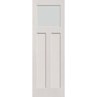 Frost flush glazed hurricane-rated fiberglass entry door, Craftsman 2 panel, 32" x 96", white satin smooth finish
