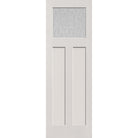 Rain flush glazed hurricane-rated fiberglass entry door, Craftsman 2 panel, 32" x 96", white satin smooth finish