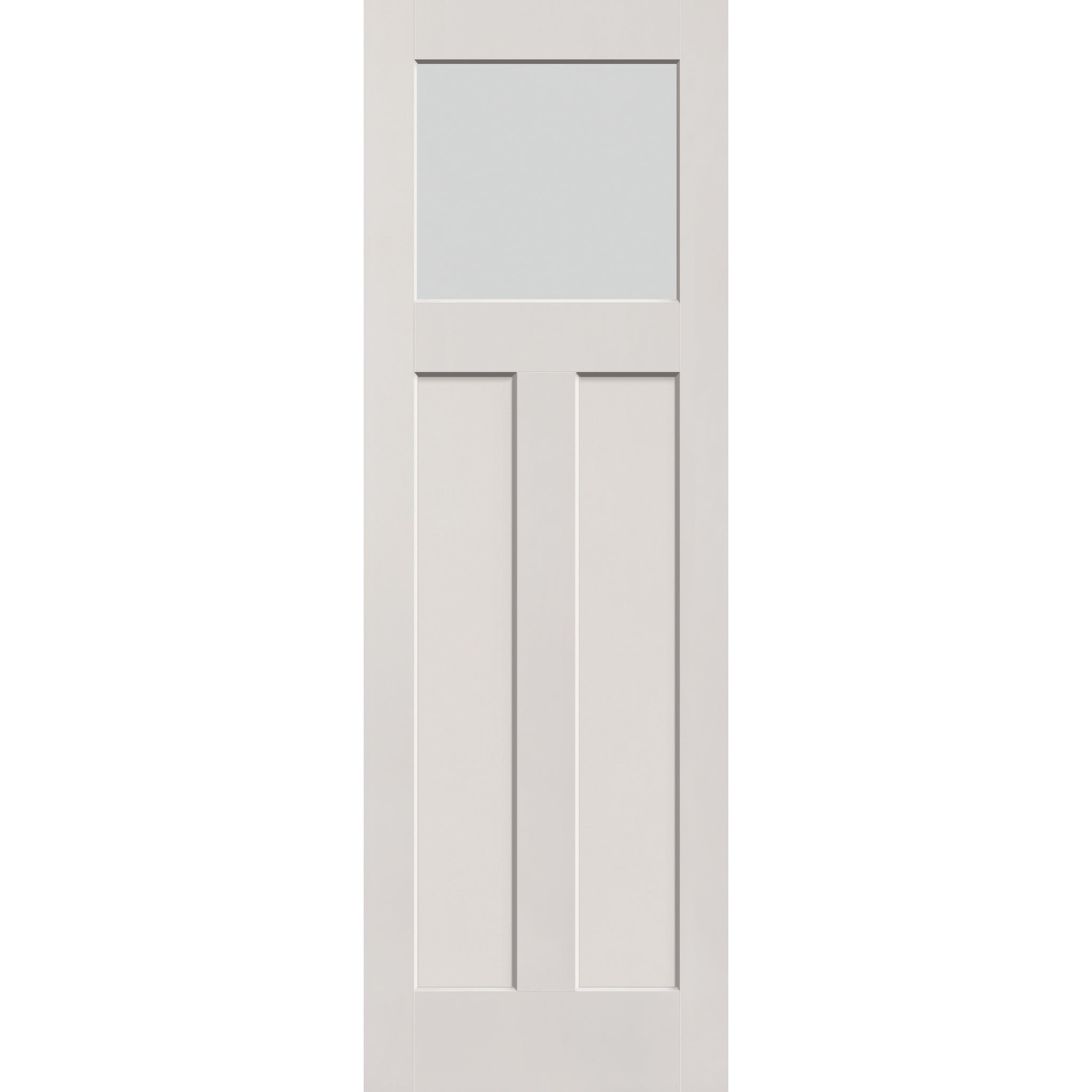 Frost flush glazed fiberglass entry door, Craftsman 2 panel, 32" x 96", white satin smooth finish