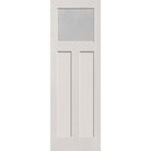 Micro-Granite flush glazed fiberglass entry door, Craftsman 2 panel, 32" x 96", white satin smooth finish