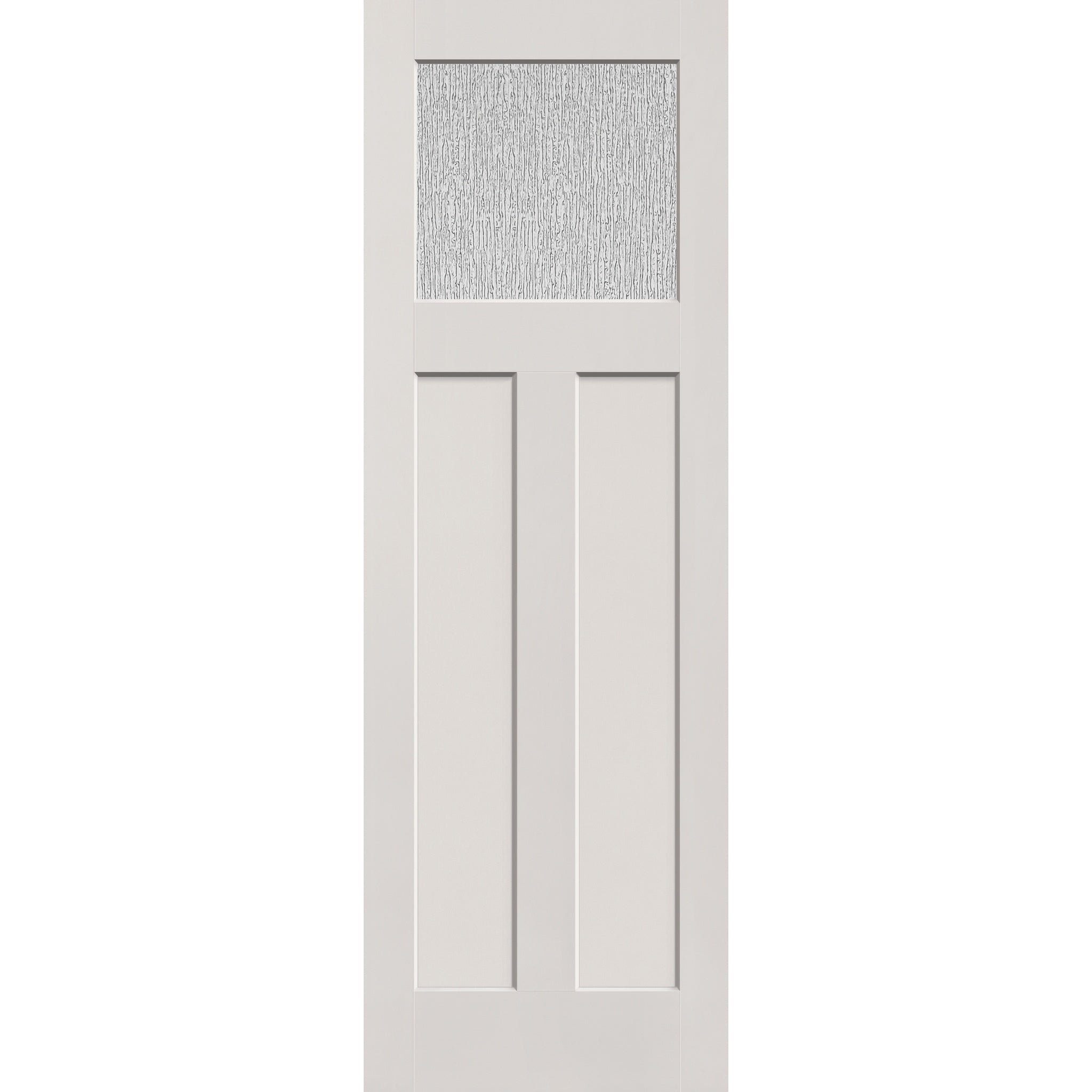 Rain flush glazed fiberglass entry door, Craftsman 2 panel, 32" x 96", white satin smooth finish