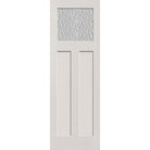 Vapor flush glazed fiberglass entry door, Craftsman 2 panel, 32" x 96", white satin smooth finish