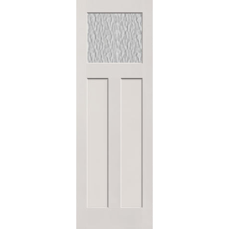 Vapor flush glazed fiberglass entry door, Craftsman 2 panel, 32" x 96", white satin smooth finish