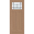 Berkley flush glazed fiberglass entry door, Craftsman 2 panel, 34" x 80", tan woodgrain finish, Patina caming