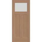 Frost flush glazed fiberglass entry door, Craftsman 2 panel, 34" x 80", tan woodgrain finish