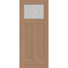 Vapor flush glazed fiberglass entry door, Craftsman 2 panel, 34" x 80", tan woodgrain finish