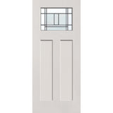 Berkley flush glazed hurricane-rated fiberglass entry door, Craftsman 2 panel, 34" x 80", white satin smooth finish, Patina caming
