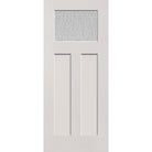 Rain flush glazed hurricane-rated fiberglass entry door, Craftsman 2 panel, 34" x 80", white satin smooth finish