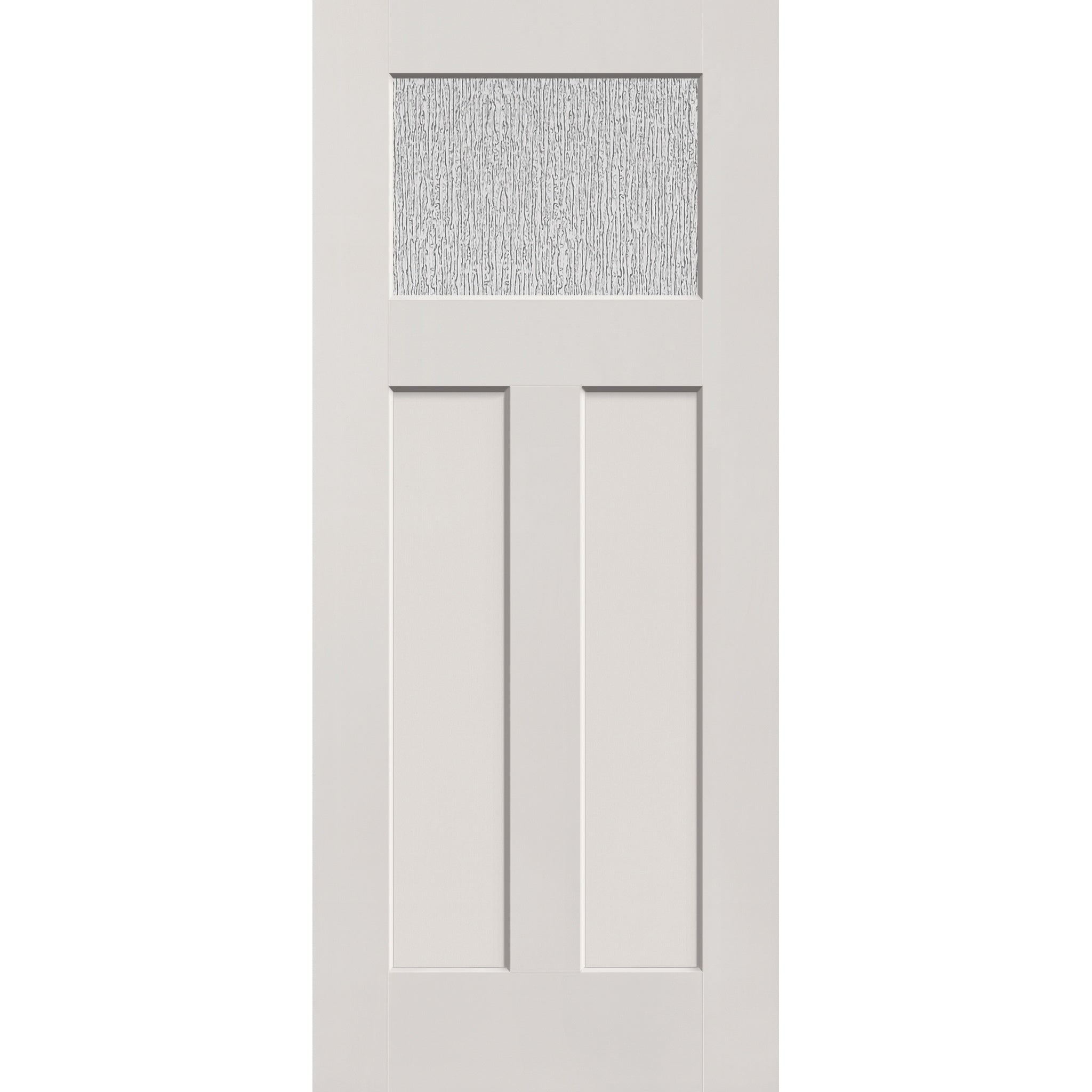 Rain flush glazed hurricane-rated fiberglass entry door, Craftsman 2 panel, 34" x 80", white satin smooth finish