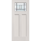 Berkley flush glazed fiberglass entry door, Craftsman 2 panel, 34" x 80", white satin smooth finish, Patina caming