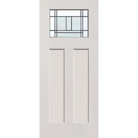 Berkley flush glazed fiberglass entry door, Craftsman 2 panel, 34" x 80", white satin smooth finish, Patina caming