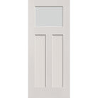 Frost flush glazed fiberglass entry door, Craftsman 2 panel, 34" x 80", white satin smooth finish