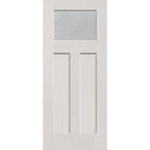 Micro-Granite flush glazed fiberglass entry door, Craftsman 2 panel, 34" x 80", white satin smooth finish