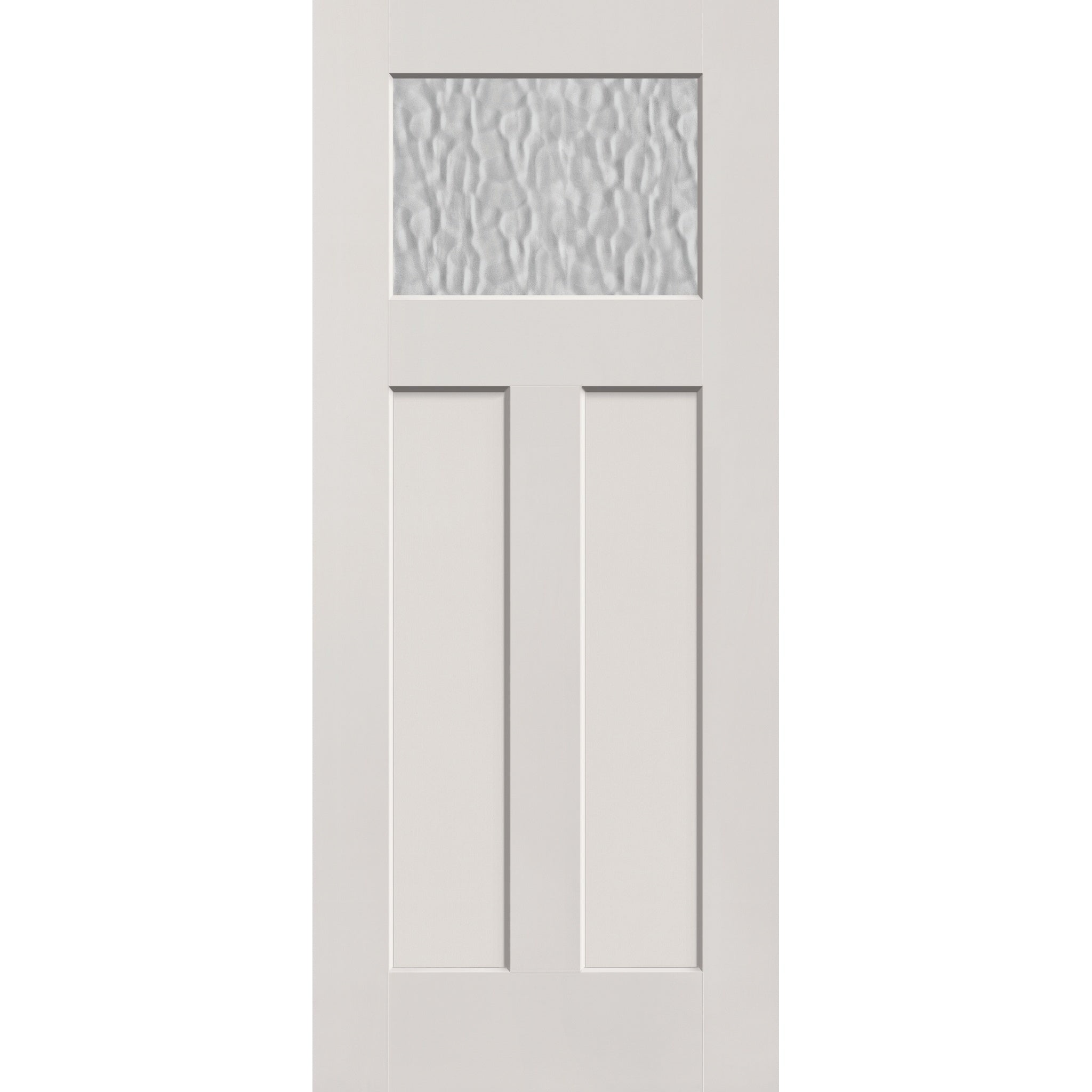 Vapor flush glazed fiberglass entry door, Craftsman 2 panel, 34" x 80", white satin smooth finish
