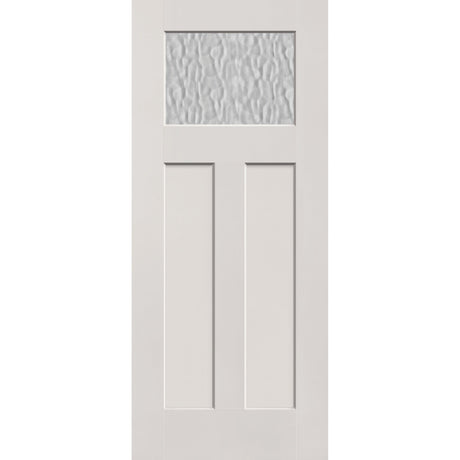 Vapor flush glazed fiberglass entry door, Craftsman 2 panel, 34" x 80", white satin smooth finish