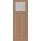 Micro-Granite flush glazed hurricane-rated fiberglass entry door, Craftsman 2 panel, 34" x 96", tan woodgrain finish