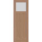 Frost flush glazed fiberglass entry door, Craftsman 2 panel, 34" x 96", tan woodgrain finish