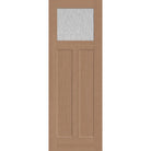Rain flush glazed fiberglass entry door, Craftsman 2 panel, 34" x 96", tan woodgrain finish