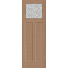 Vapor flush glazed fiberglass entry door, Craftsman 2 panel, 34" x 96", tan woodgrain finish