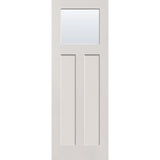 Clear flush glazed hurricane-rated fiberglass entry door, Craftsman 2 panel, 34" x 96", white satin smooth finish