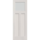 Frost flush glazed hurricane-rated fiberglass entry door, Craftsman 2 panel, 34" x 96", white satin smooth finish