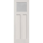 Micro-Granite flush glazed hurricane-rated fiberglass entry door, Craftsman 2 panel, 34" x 96", white satin smooth finish