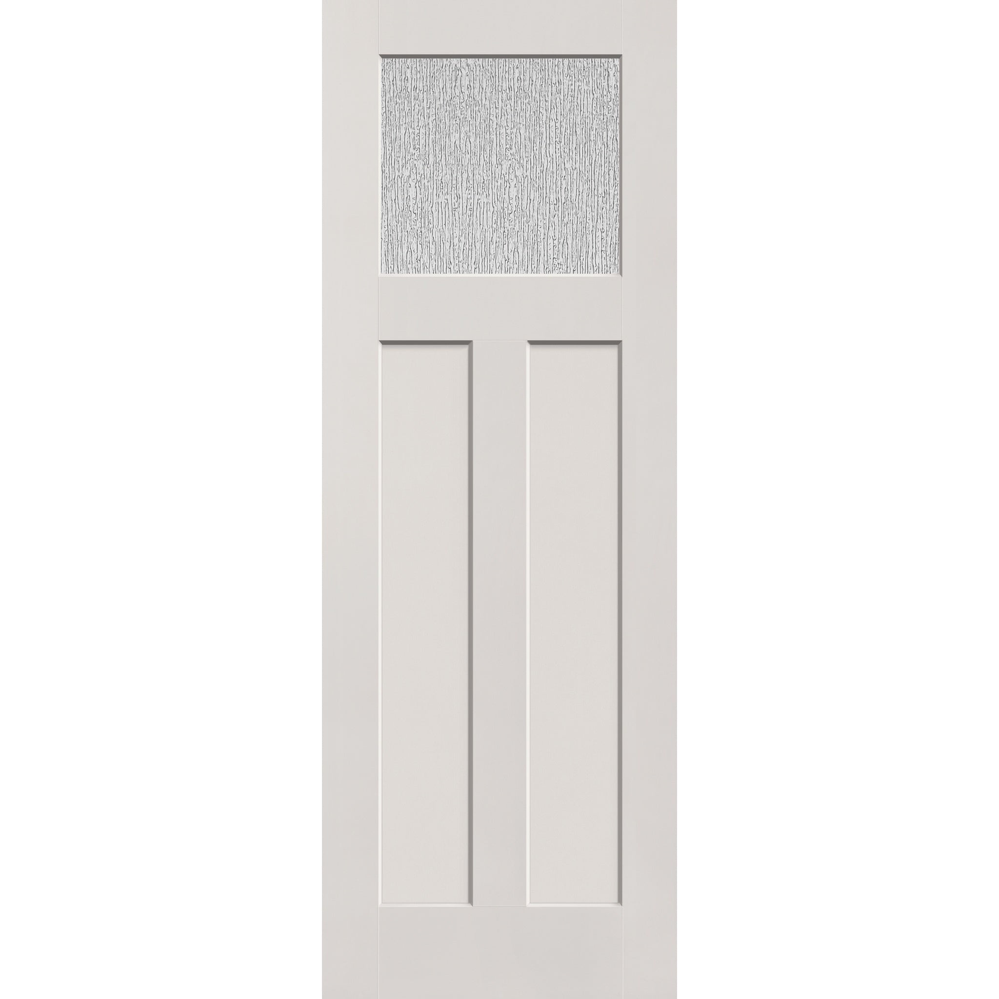 Rain flush glazed hurricane-rated fiberglass entry door, Craftsman 2 panel, 34" x 96", white satin smooth finish