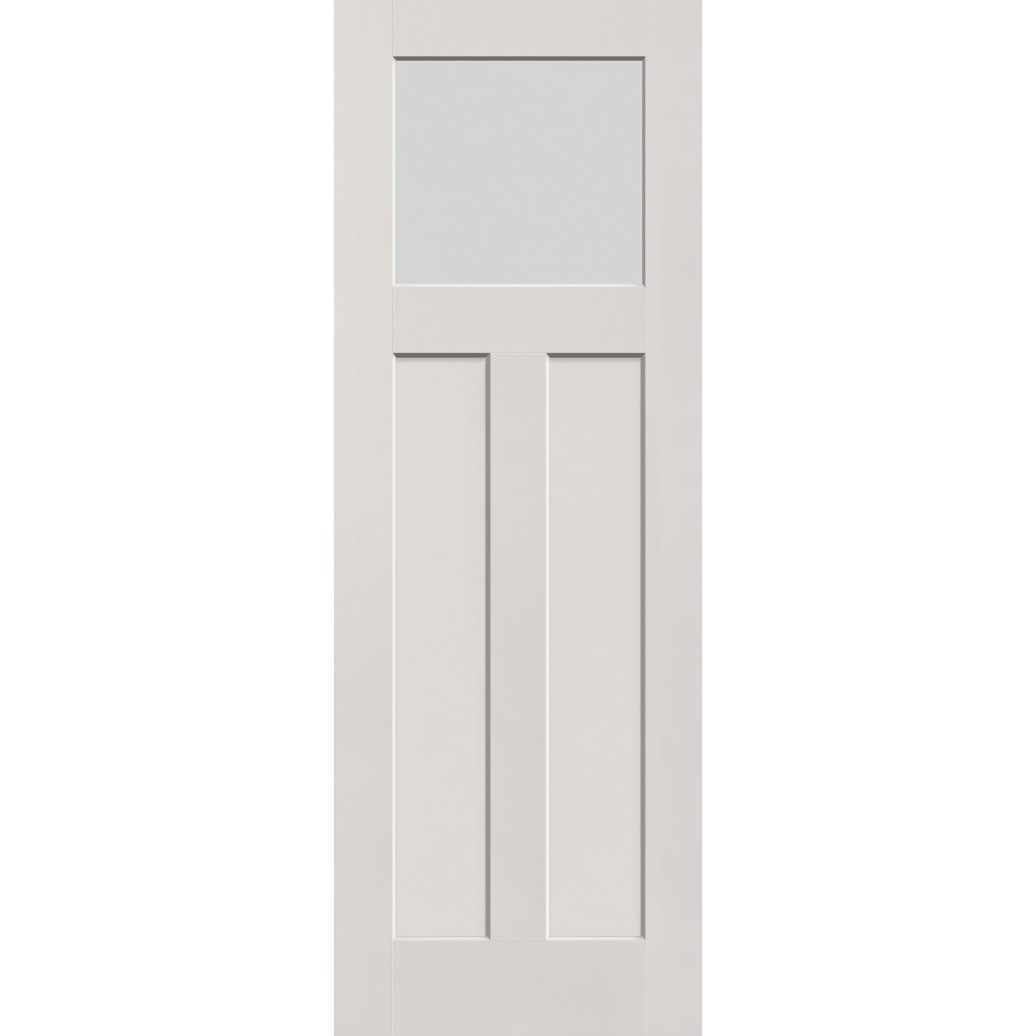 Frost flush glazed fiberglass entry door, Craftsman 2 panel, 34" x 96", white satin smooth finish