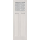 Vapor flush glazed fiberglass entry door, Craftsman 2 panel, 34" x 96", white satin smooth finish
