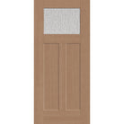 Rain flush glazed hurricane-rated fiberglass entry door, Craftsman 2 panel, 36" x 80", tan woodgrain finish