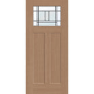 Berkley flush glazed fiberglass entry door, Craftsman 2 panel, 36" x 80", tan woodgrain finish, Patina caming