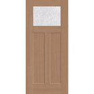 Double Waterglass flush glazed fiberglass entry door, Craftsman 2 panel, 36" x 80", tan woodgrain finish