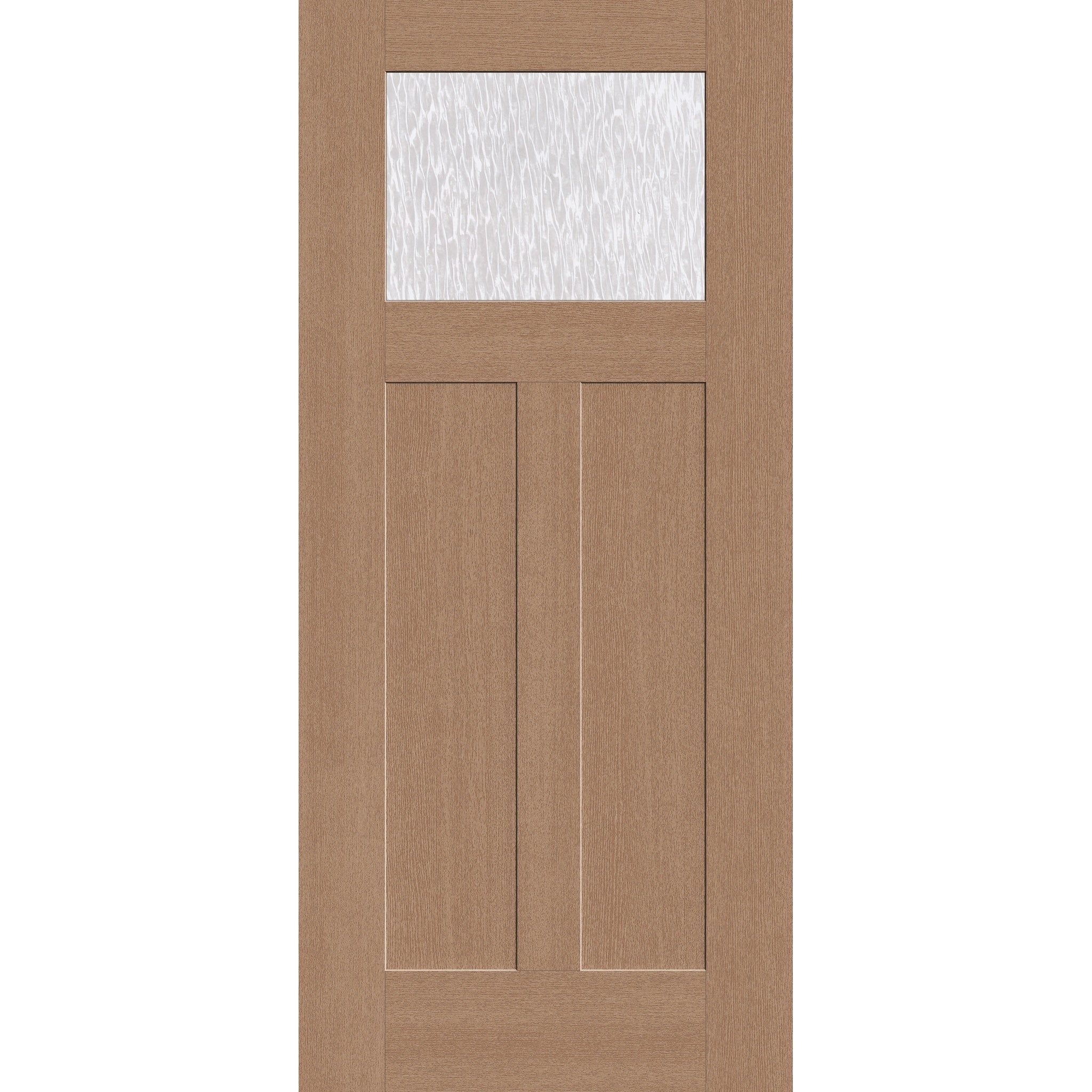 Double Waterglass flush glazed fiberglass entry door, Craftsman 2 panel, 36" x 80", tan woodgrain finish