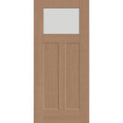 Frost flush glazed fiberglass entry door, Craftsman 2 panel, 36" x 80", tan woodgrain finish