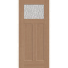 Vapor flush glazed fiberglass entry door, Craftsman 2 panel, 36" x 80", tan woodgrain finish