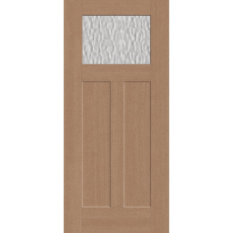 Vapor flush glazed fiberglass entry door, Craftsman 2 panel, 36" x 80", tan woodgrain finish