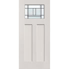 Berkley flush glazed hurricane-rated fiberglass entry door, Craftsman 2 panel, 36" x 80", white satin smooth finish, Patina caming