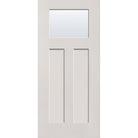 Clear flush glazed hurricane-rated fiberglass entry door, Craftsman 2 panel, 36" x 80", white satin smooth finish