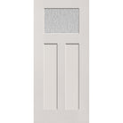 Rain flush glazed hurricane-rated fiberglass entry door, Craftsman 2 panel, 36" x 80", white satin smooth finish