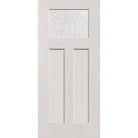 Double Waterglass flush glazed fiberglass entry door, Craftsman 2 panel, 36" x 80", white satin smooth finish